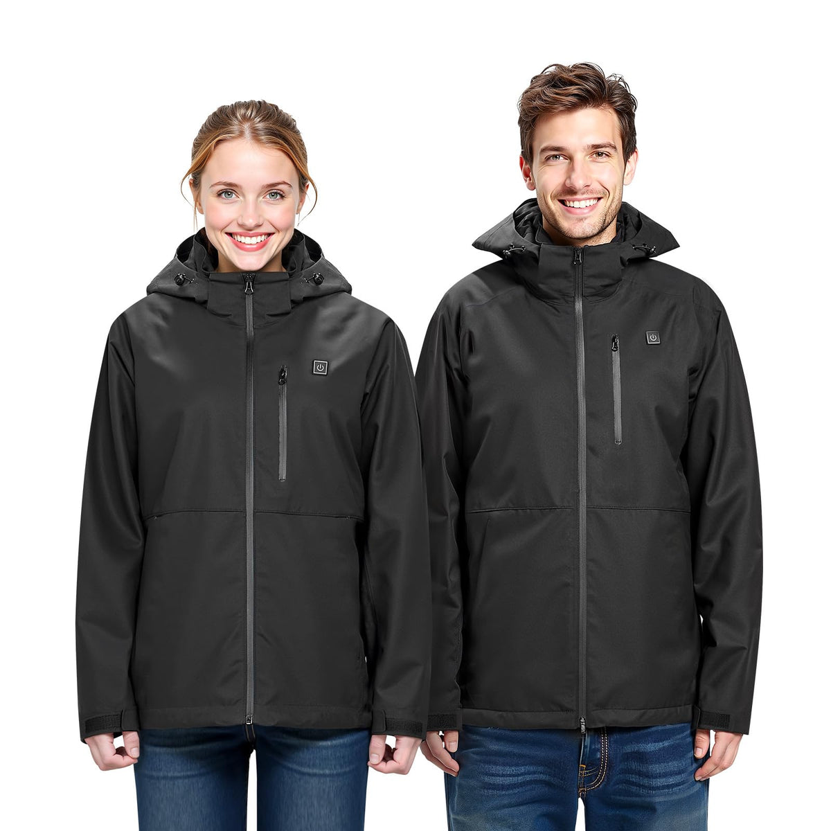 Veste Coupe-Vent Softshell Chauffante électrique, imperméable et légère avec 5 Zones de Chauffage et 3 réglages de Chaleur.  Lavable en Machine. Homme / Femme