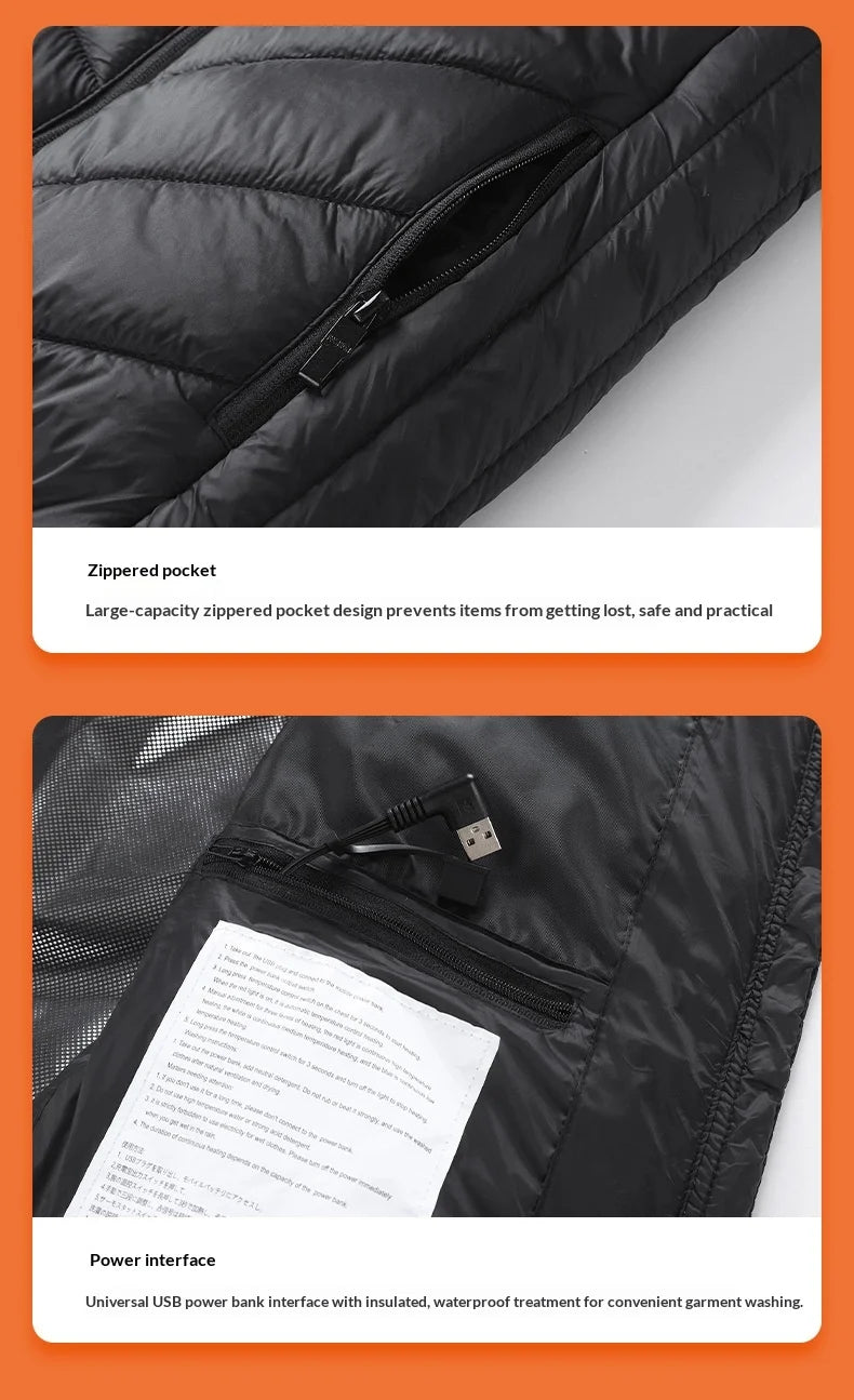 Gilet Chauffant à Capuche Enfant - 8 Zones Thermiques USB
