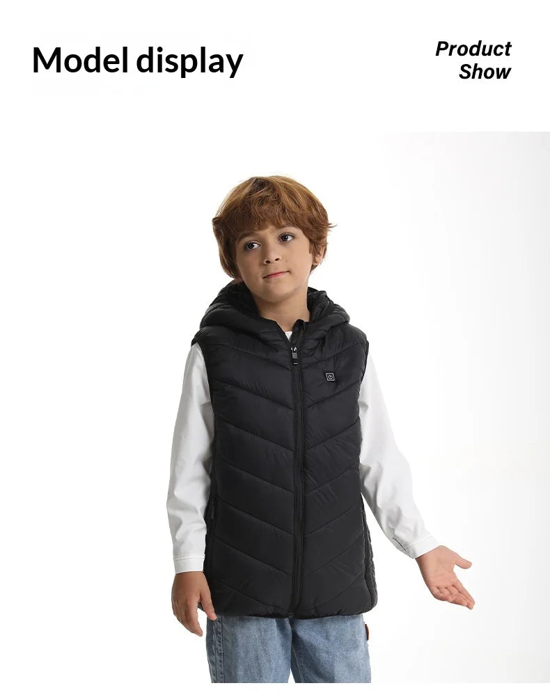 Gilet Chauffant à Capuche Enfant - 8 Zones Thermiques USB