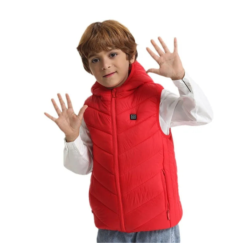 Gilet Chauffant à Capuche Enfant - 8 Zones Thermiques USB