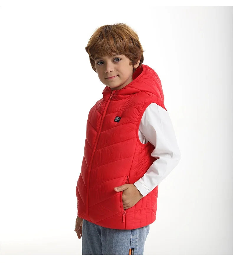 Gilet Chauffant à Capuche Enfant - 8 Zones Thermiques USB