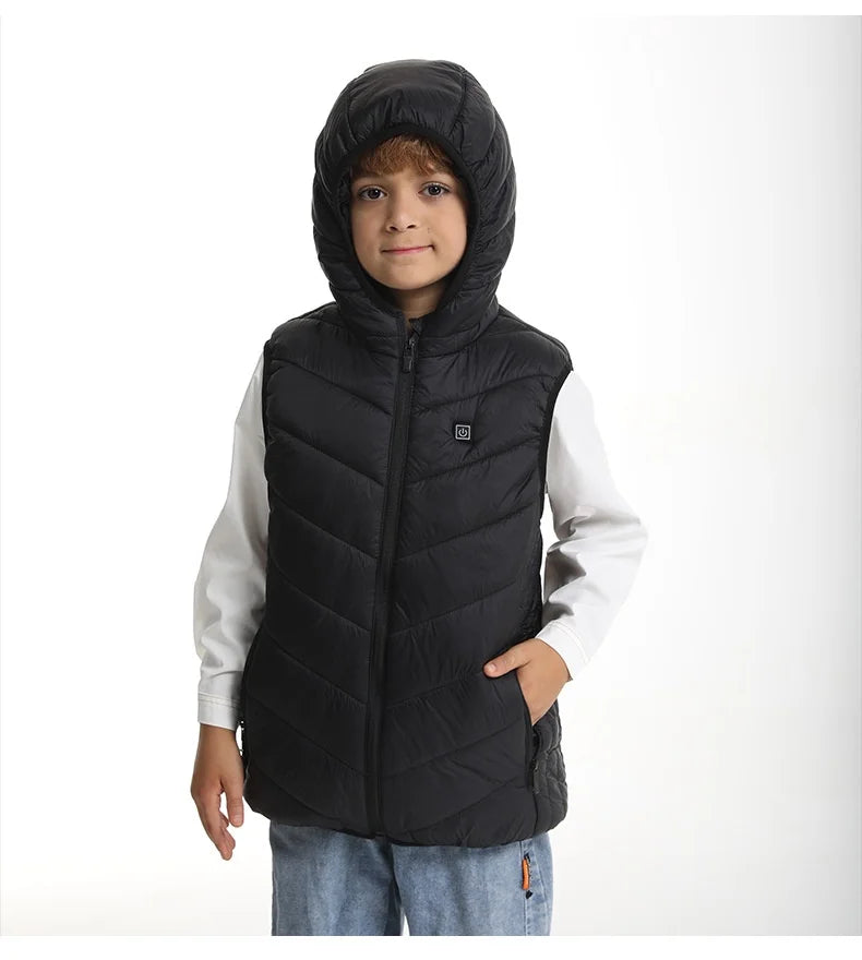 Gilet Chauffant à Capuche Enfant - 8 Zones Thermiques USB