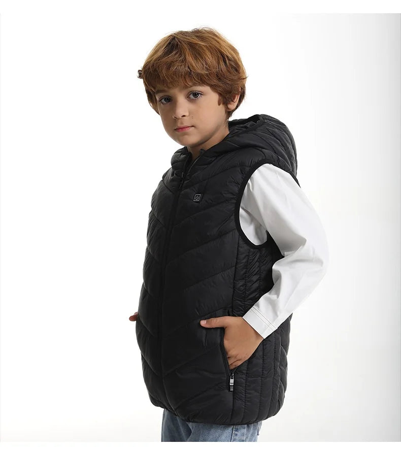 Gilet Chauffant à Capuche Enfant - 8 Zones Thermiques USB