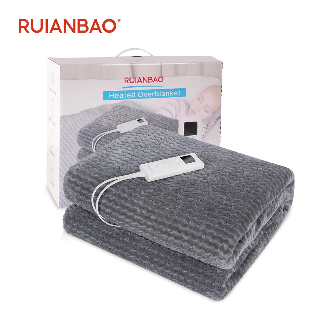 Grande couverture chauffante en flanelle douce - 9 niveaux (160×130 cm)