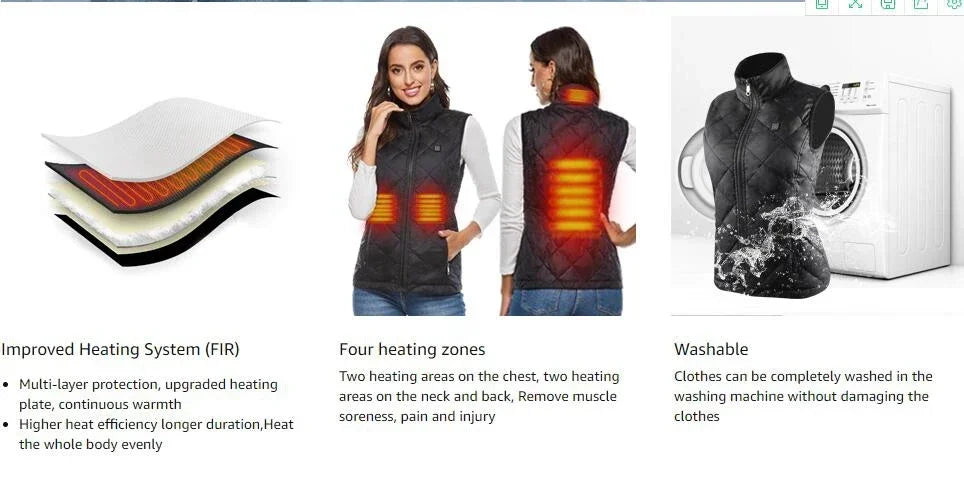 Veste sans manches chauffante femme - Graphène USB