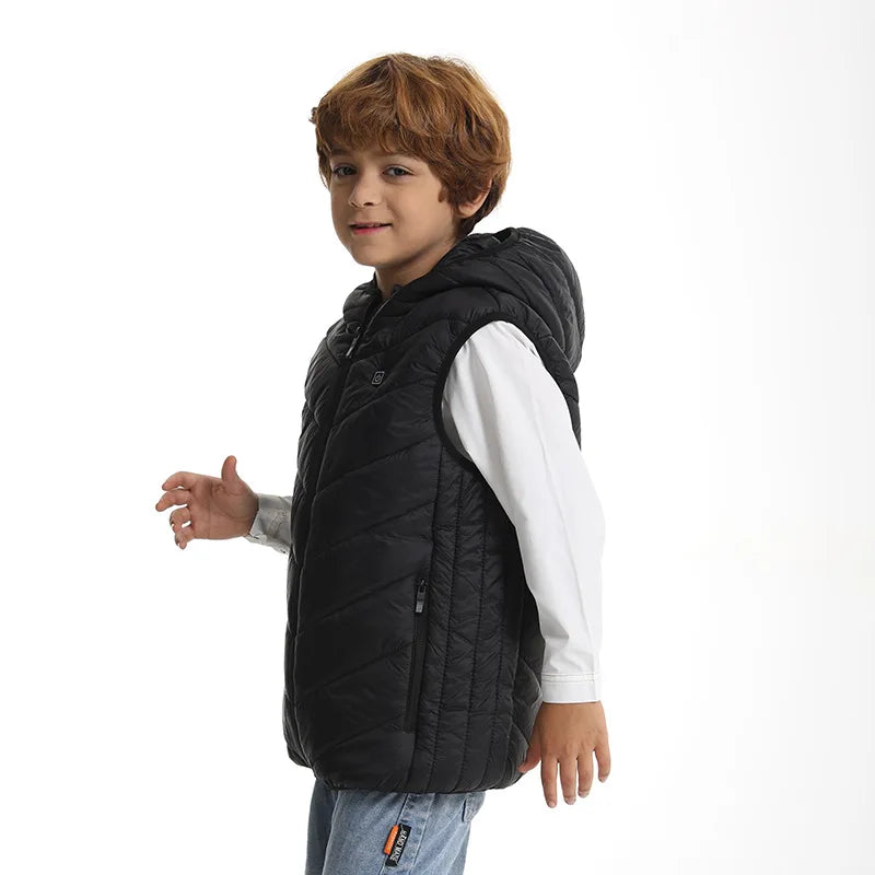 Gilet Chauffant à Capuche Enfant - 8 Zones Thermiques USB