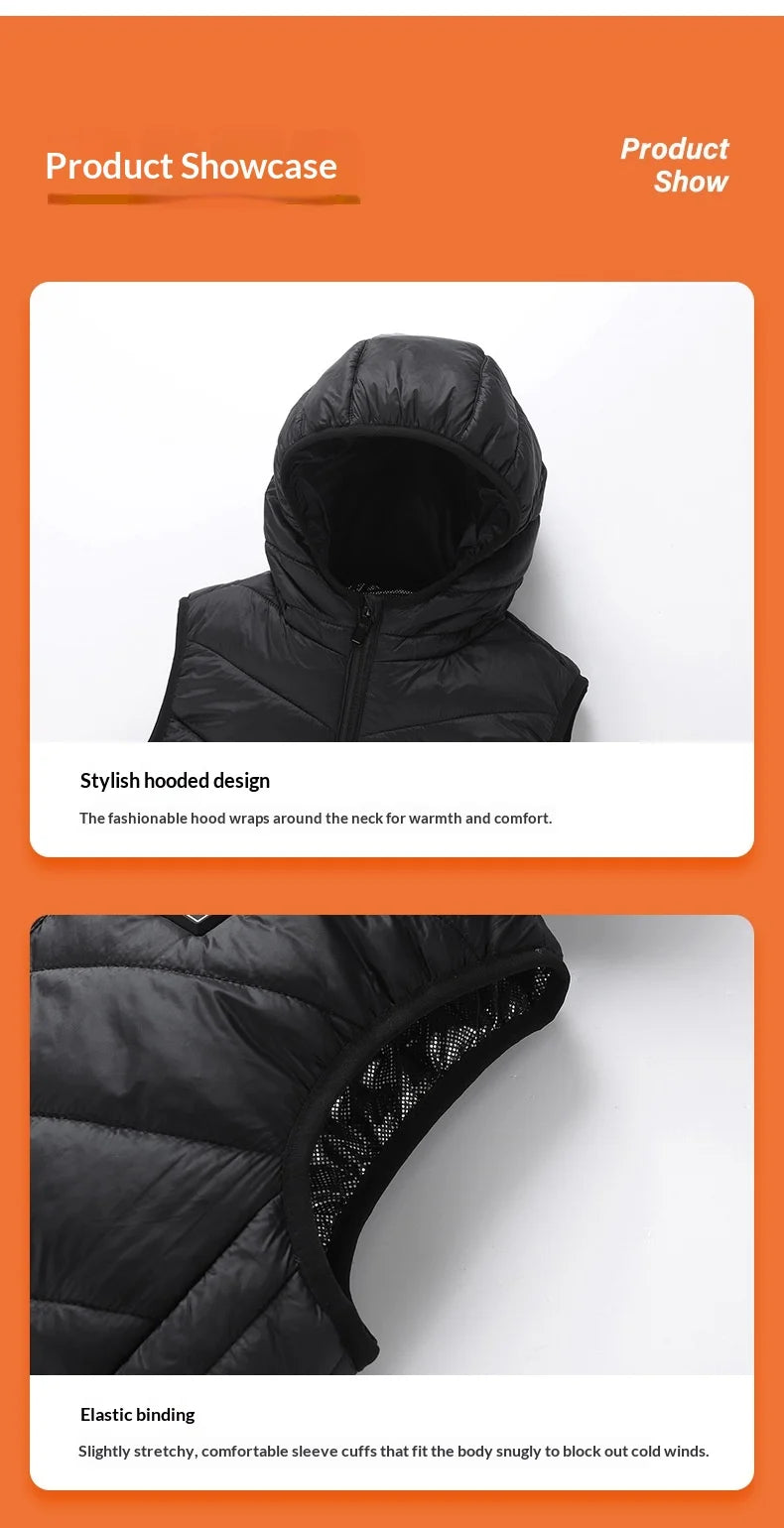 Gilet Chauffant à Capuche Enfant - 8 Zones Thermiques USB
