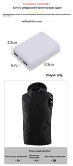 Gilet Chauffant à Capuche Unisexe - 11 Zones de Chaleur USB