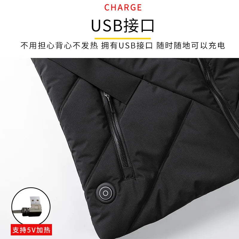 Gilet Chauffant à Capuche Unisexe - 11 Zones de Chaleur USB
