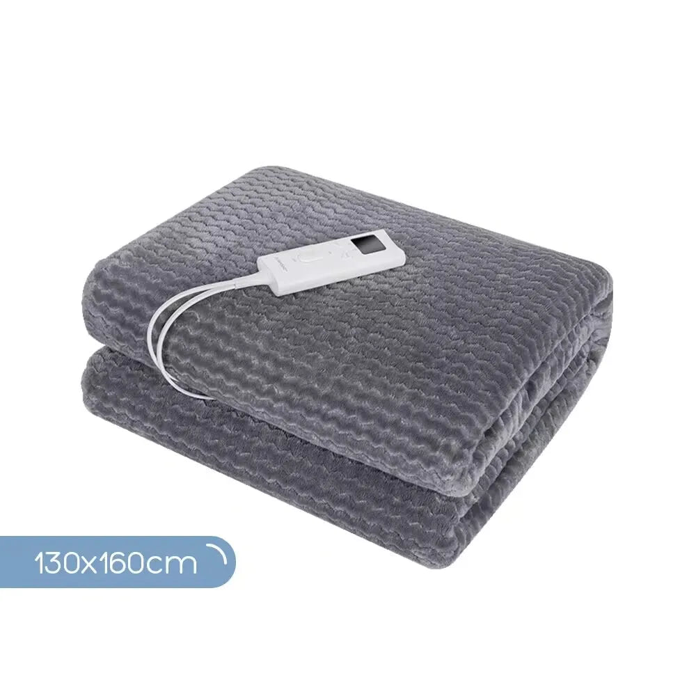 Grande couverture chauffante en flanelle douce - 9 niveaux (160×130 cm)