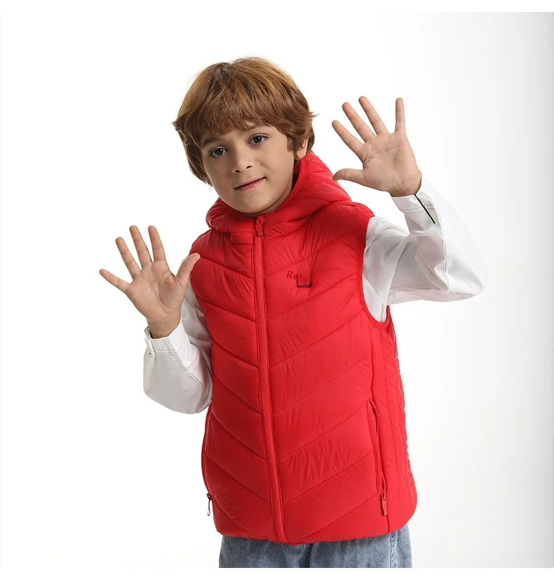 Gilet Chauffant à Capuche Enfant - 8 Zones Thermiques USB