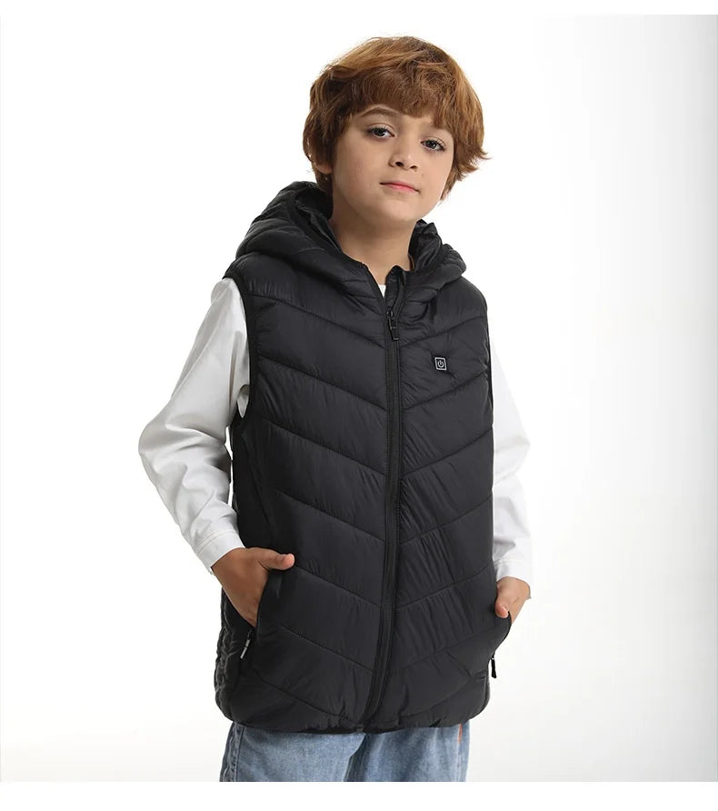 Gilet Chauffant à Capuche Enfant - 8 Zones Thermiques USB