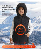 Gilet Chauffant à Capuche Enfant - 8 Zones Thermiques USB
